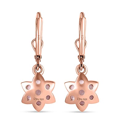 D'Joy Narsipatnam Pink Spinel 0.90 ctw Blossom Flower Earrings in 18K Vermeil Rose Gold Over Sterling Silver 