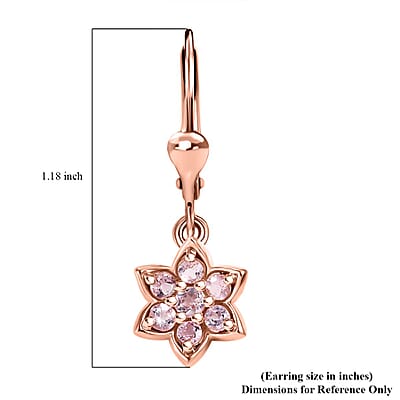 D'Joy Narsipatnam Pink Spinel 0.90 ctw Blossom Flower Earrings in 18K Vermeil Rose Gold Over Sterling Silver 