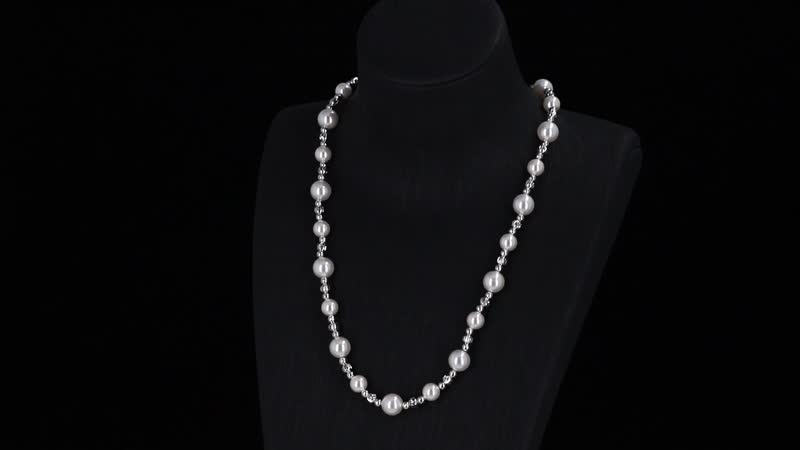 White Color Shell Pearl Necklace (20 Inches) in Silvertone