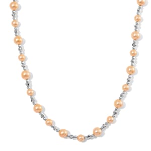  Golden Shell Pearl Necklace in Silvertone 20-22 Inches