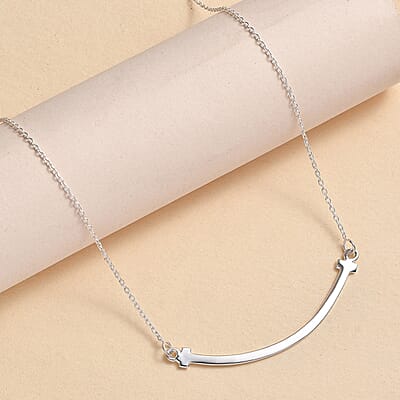 Smile Bar Necklace in Sterling Silver 2.65 Grams 20 Inches