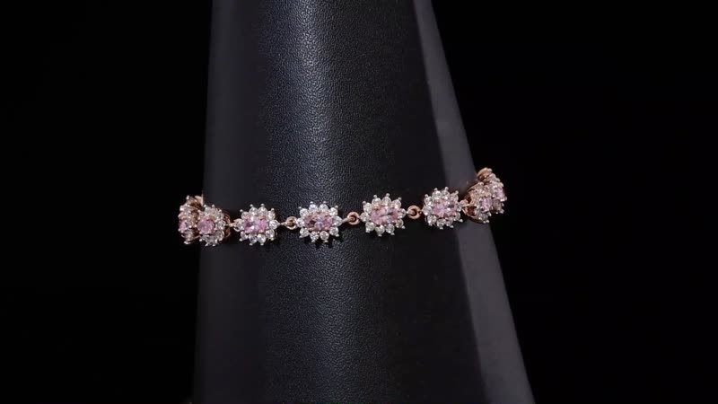 Premium Narsipatnam Pink Spinel, White Zircon Sunburst Bracelet in 18K Vermeil RG Over Sterling Silver (7.25 In) 8.70 ctw