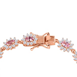 D'Joy Premium Narsipatnam Pink Spinel and White Zircon 8.70 ctw Radiant Sunburst Bracelet in 18K Vermeil Rose Gold Over Sterling Silver (7.25 In)