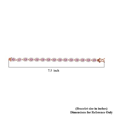 D'Joy Premium Narsipatnam Pink Spinel and White Zircon 8.70 ctw Radiant Sunburst Bracelet in 18K Vermeil Rose Gold Over Sterling Silver (7.25 In)