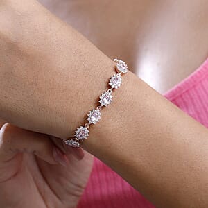 D'Joy Premium Narsipatnam Pink Spinel and White Zircon 7.85 ctw Radiant Sunburst Bracelet in 18K Vermeil Rose Gold Over Sterling Silver (6.50 In)