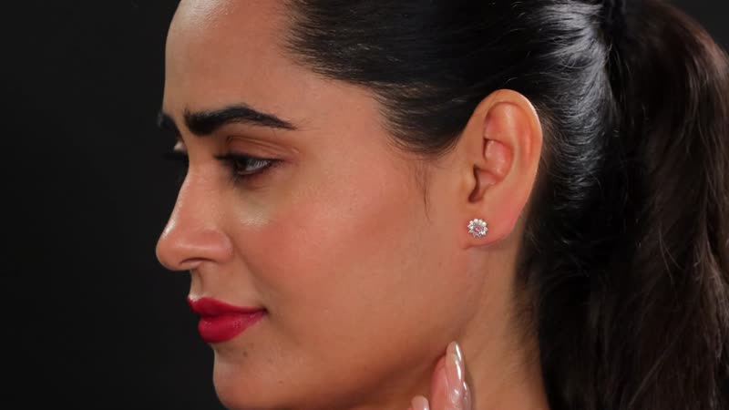 D'Joy Narsipatnam Pink Spinel and Moissanite 1.00 ctw Sunburst Stud Earrings in 18K Vermeil Rose Gold Over Sterling Silver