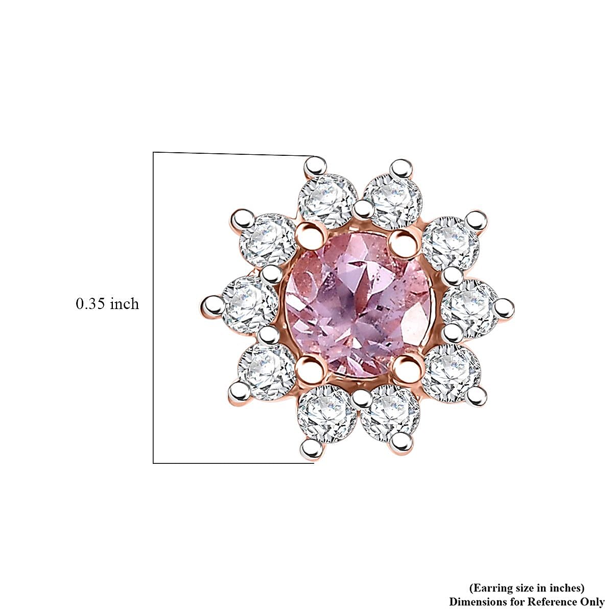 D'Joy Narsipatnam Pink Spinel and Moissanite 1.00 ctw Sunburst Stud Earrings in 18K Vermeil Rose Gold Over Sterling Silver