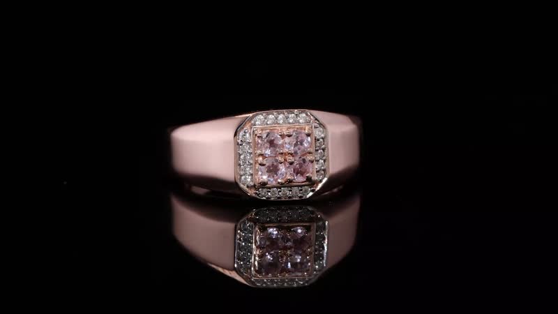 Narsipatnam Pink Spinel, White Zircon Men's Ring in 18K Vermeil RG Over Sterling Silver (Size 10.0) 0.75 Carat Total Weight