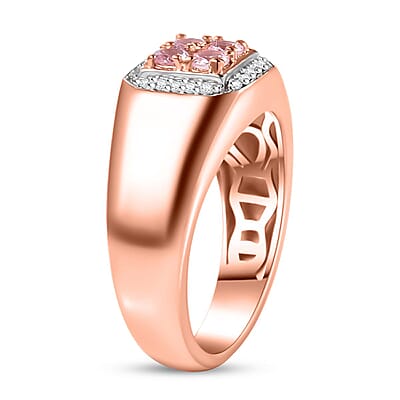 D'Joy Narsipatnam Pink Spinel and White Zircon 0.75 ctw Men's Ring in 18K Vermeil Rose Gold Over Sterling Silver (Size 10.0) 