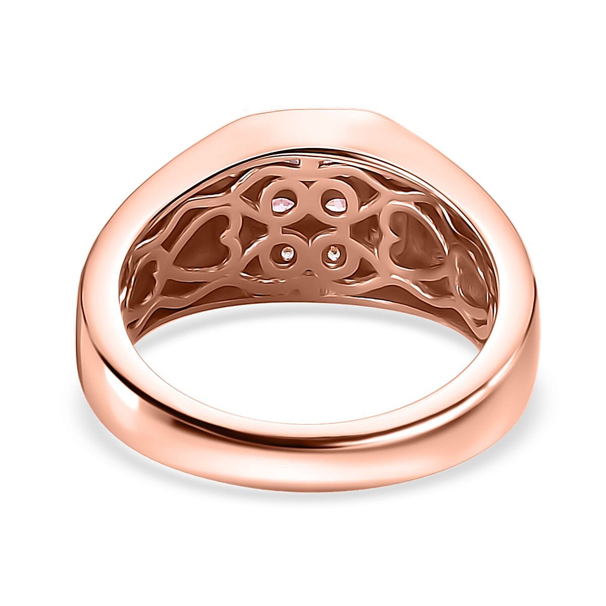 D'Joy Narsipatnam Pink Spinel and White Zircon 0.75 ctw Men's Ring in 18K Vermeil Rose Gold Over Sterling Silver (Size 10.0) 