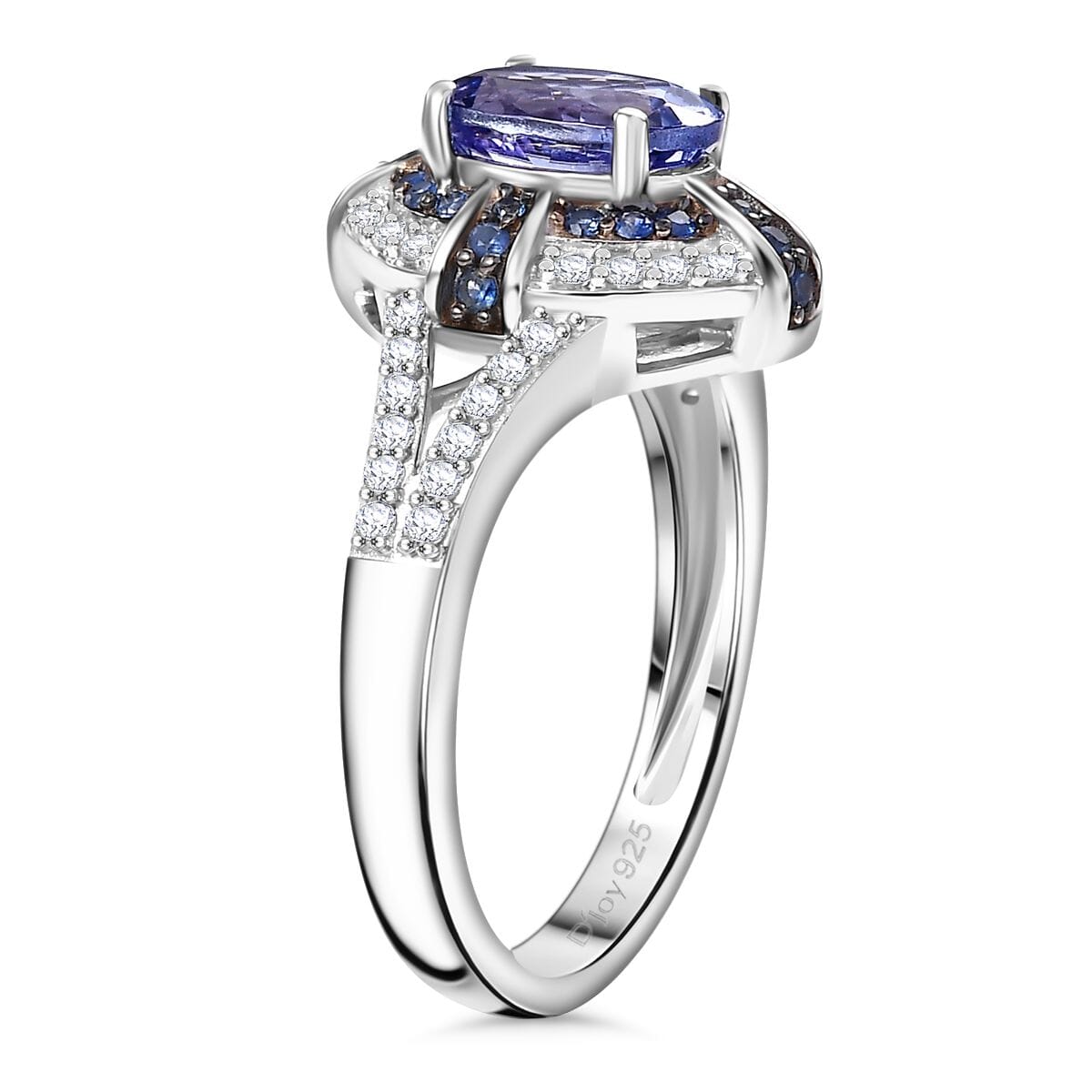 Tanzanite and Multi Gemstone 1.90 ctw Starlight Halo Ring in Rhodium Over Sterling Silver (Size 9.0) image number 3