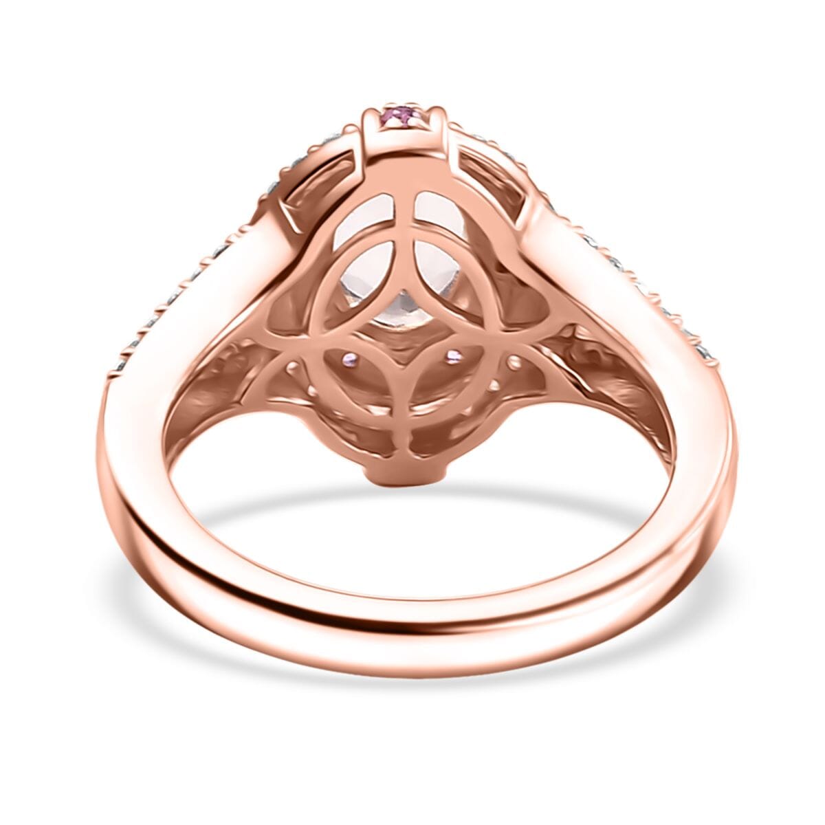Premium Marropino Morganite and Multi Gemstone 1.80 ctw Starlight Halo Ring in 18K Vermeil Rose Gold Sterling Silver (Size 6.0) image number 4