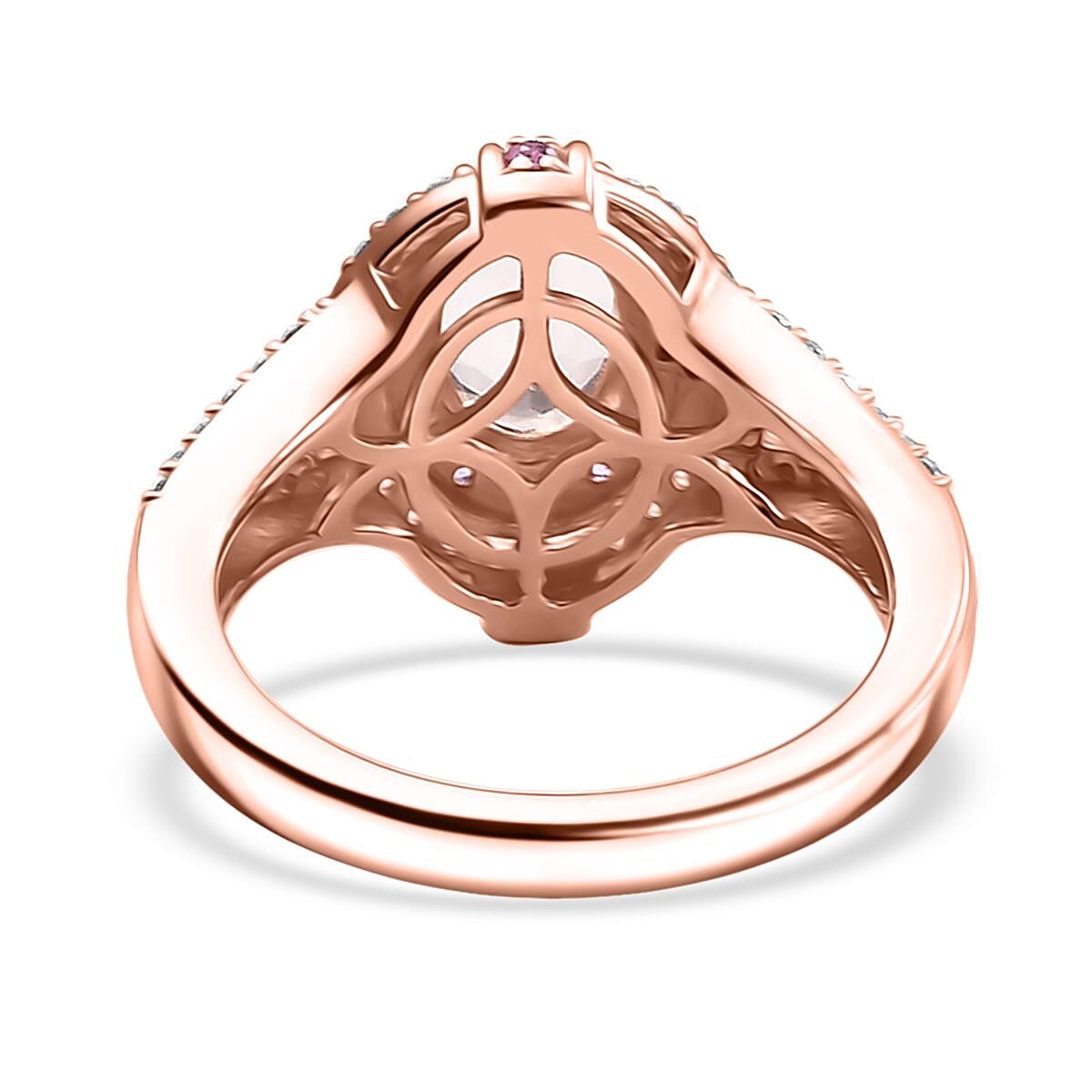 Premium Marropino Morganite and Multi Gemstone 1.80 ctw Starlight Halo Ring in 18K Vermeil Rose Gold Sterling Silver (Size 8.0) image number 4