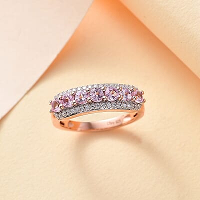 Narsipatnam Pink Spinel 1.35 ctw Blossom Flower Ring in 18K Vermeil Rose Gold Over Sterling Silver (Size 10.0)