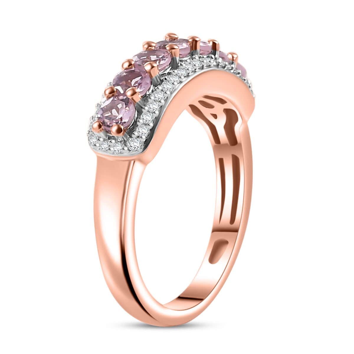 Narsipatnam Pink Spinel 1.35 ctw Blossom Flower Ring in 18K Vermeil Rose Gold Over Sterling Silver (Size 10.0) image number 3