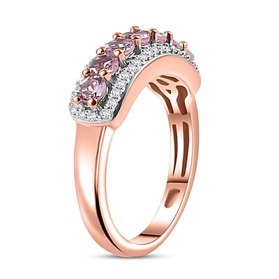 Narsipatnam Pink Spinel 1.35 ctw Blossom Flower Ring in 18K Vermeil Rose Gold Over Sterling Silver (Size 10.0)