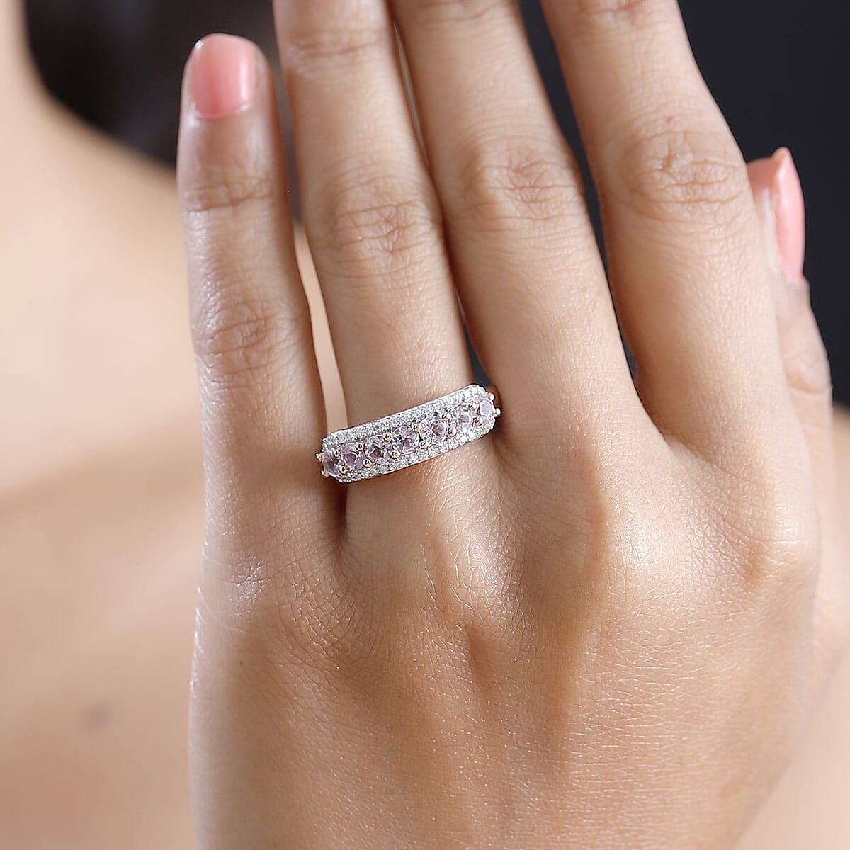 D'Joy Narsipatnam Pink Spinel 1.35 ctw Blossom Flower Ring in 18K Vermeil Rose Gold Over Sterling Silver (Size 8.0) image number 2