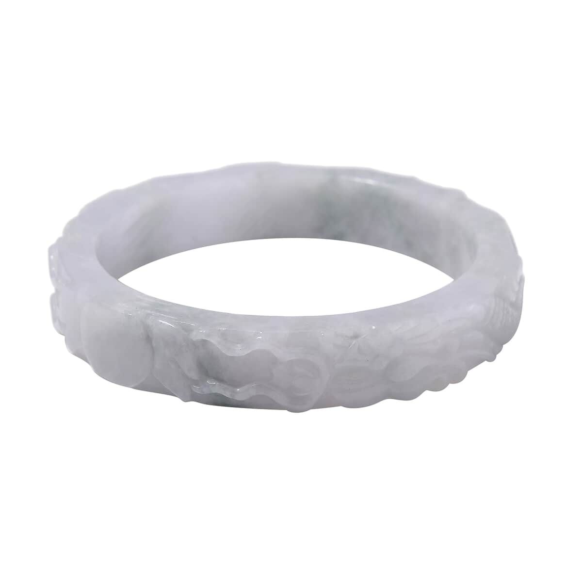 Natural Jade Carved Dragon Bangle Bracelet (7.50 In) 290.00 ctw image number 0