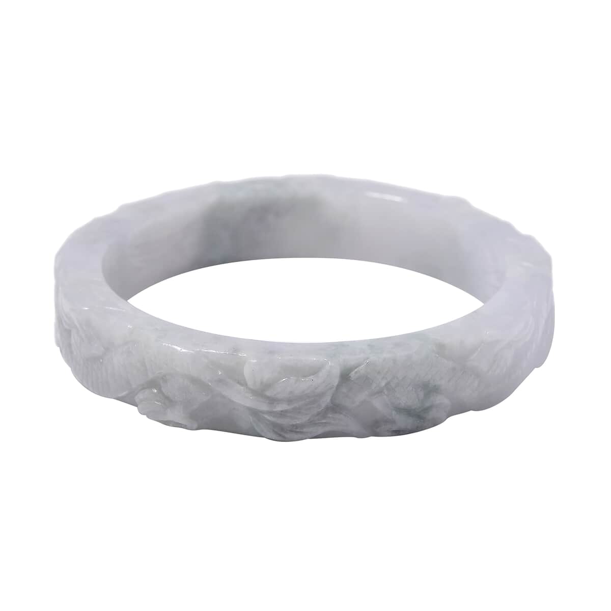 Natural Jade Carved Dragon Bangle Bracelet (7.50 In) 290.00 ctw image number 3