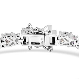 D'Joy Moissanite and Madagascar Pink Sapphire 12.00 ctw Dream Weaver Bracelet in Rhodium Over Sterling Silver (7.25 In)