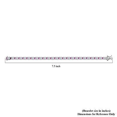 D'Joy Moissanite and Madagascar Pink Sapphire 12.00 ctw Dream Weaver Bracelet in Rhodium Over Sterling Silver (7.25 In)