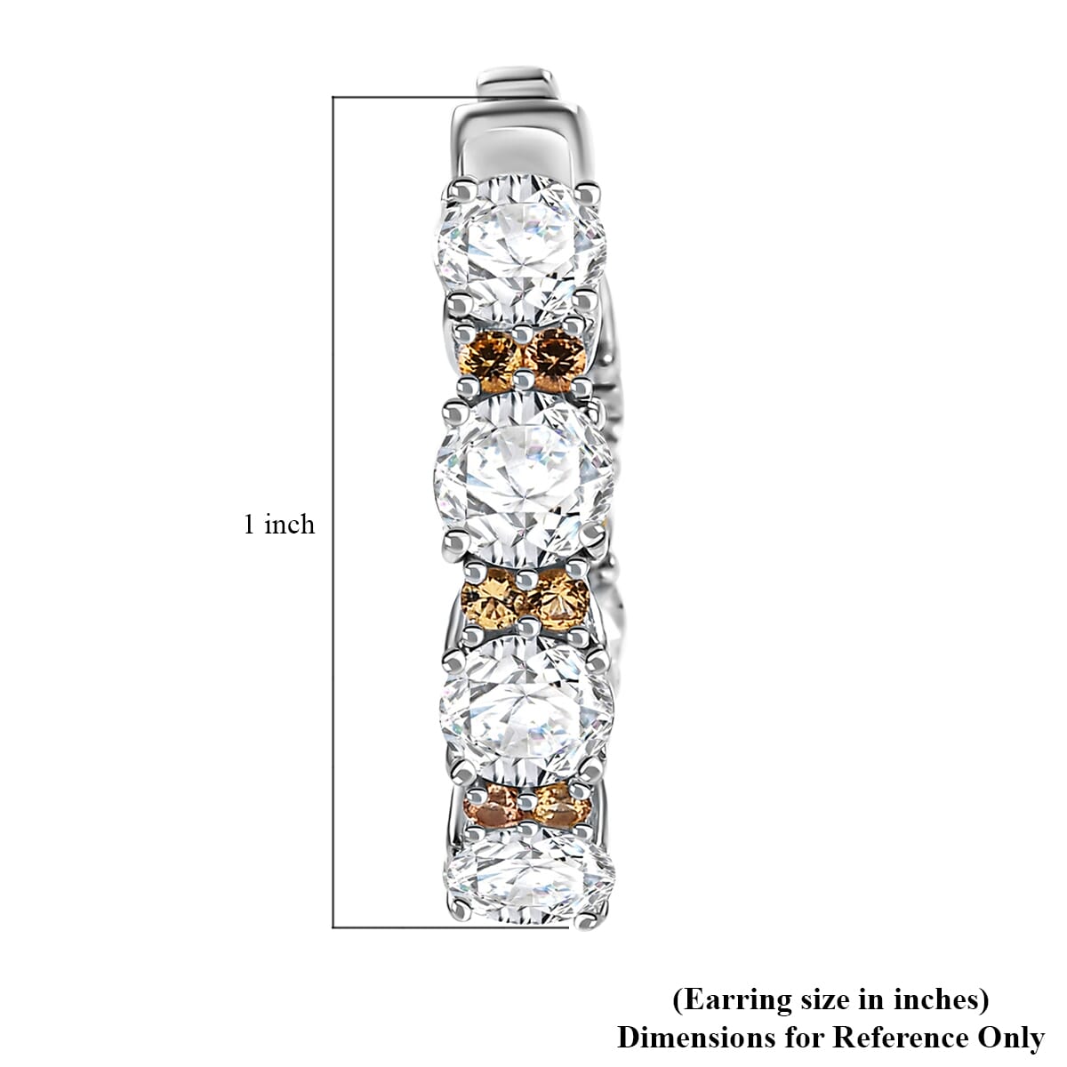 Moissanite and Madagascar Yellow Sapphire 5.60 ctw Moonlit Hoop Earrings in Rhodium Over Sterling Silver image number 5