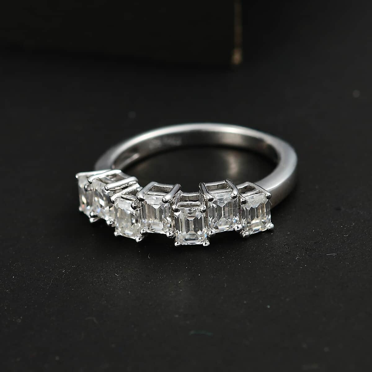 Moissanite 1.50 ctw Art Deco Ring in Rhodium Over Sterling Silver (Size 10.0) image number 2