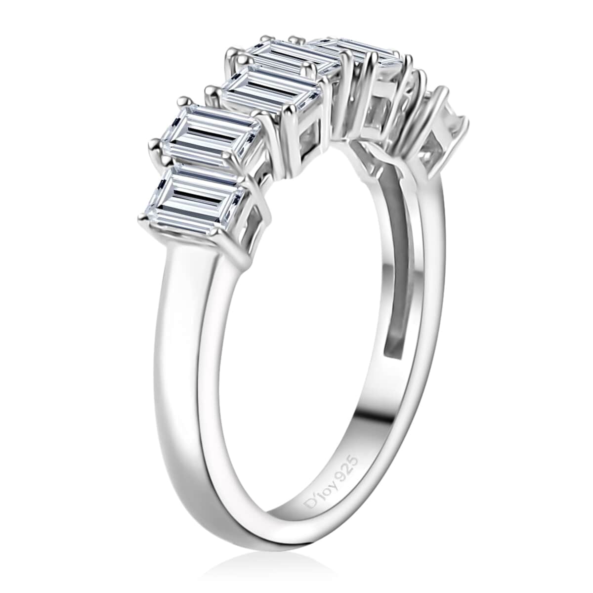 Moissanite 1.50 ctw Art Deco Ring in Rhodium Over Sterling Silver (Size 10.0) image number 4