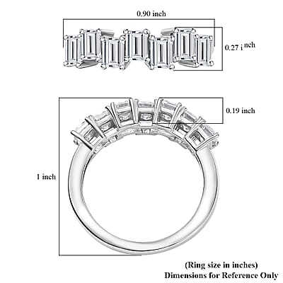 Moissanite 1.50 ctw Art Deco Ring in Rhodium Over Sterling Silver (Size 10.0)