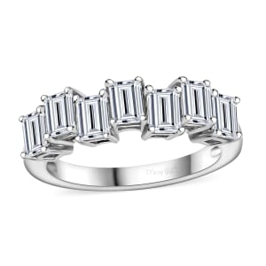 Moissanite 1.50 ctw Art Deco Ring in Rhodium Over Sterling Silver (Size 6.0)