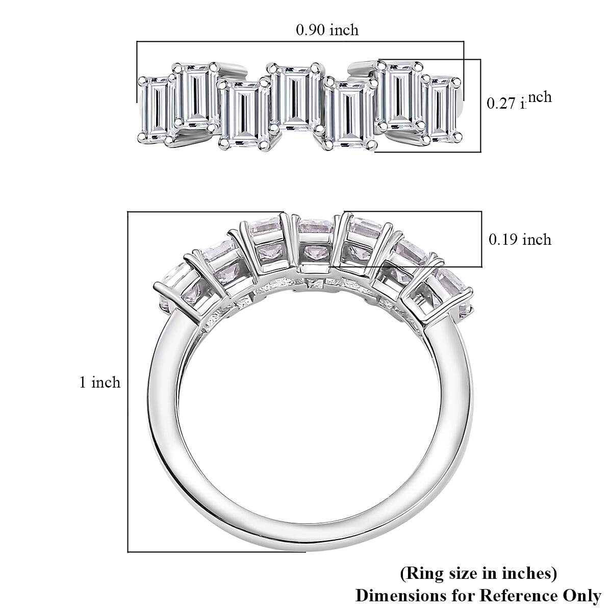 Moissanite 1.50 ctw Art Deco Ring in Rhodium Over Sterling Silver (Size 6.0) image number 6