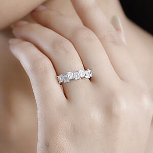 D'Joy Moissanite 1.50 ctw Art Deco Ring in Rhodium Over Sterling Silver (Size 7.0)