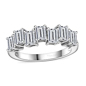 Moissanite 1.50 ctw Art Deco Ring in Rhodium Over Sterling Silver (Size 9.0)