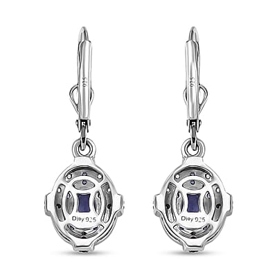 D'Joy Tanzanite and Multi Genstone 1.40 ctw Starlight Halo Earrings in Rhodium Over Sterling Silver