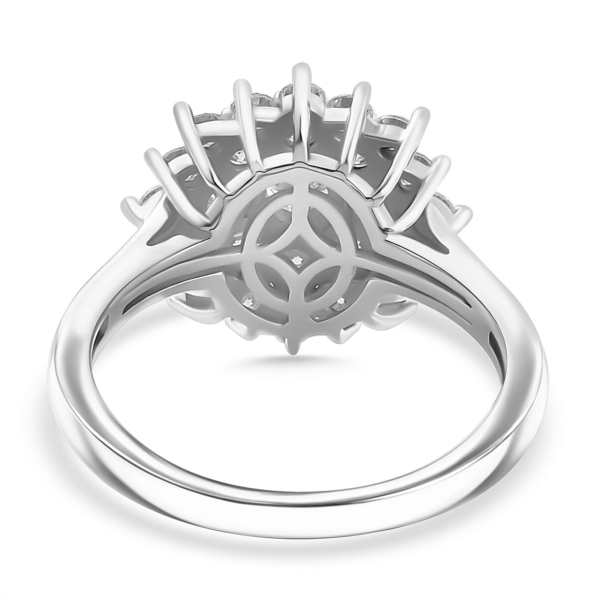 Moissanite 1.20 ctw Flower Ring in Rhodium Over Sterling Silver (Size 10.0)