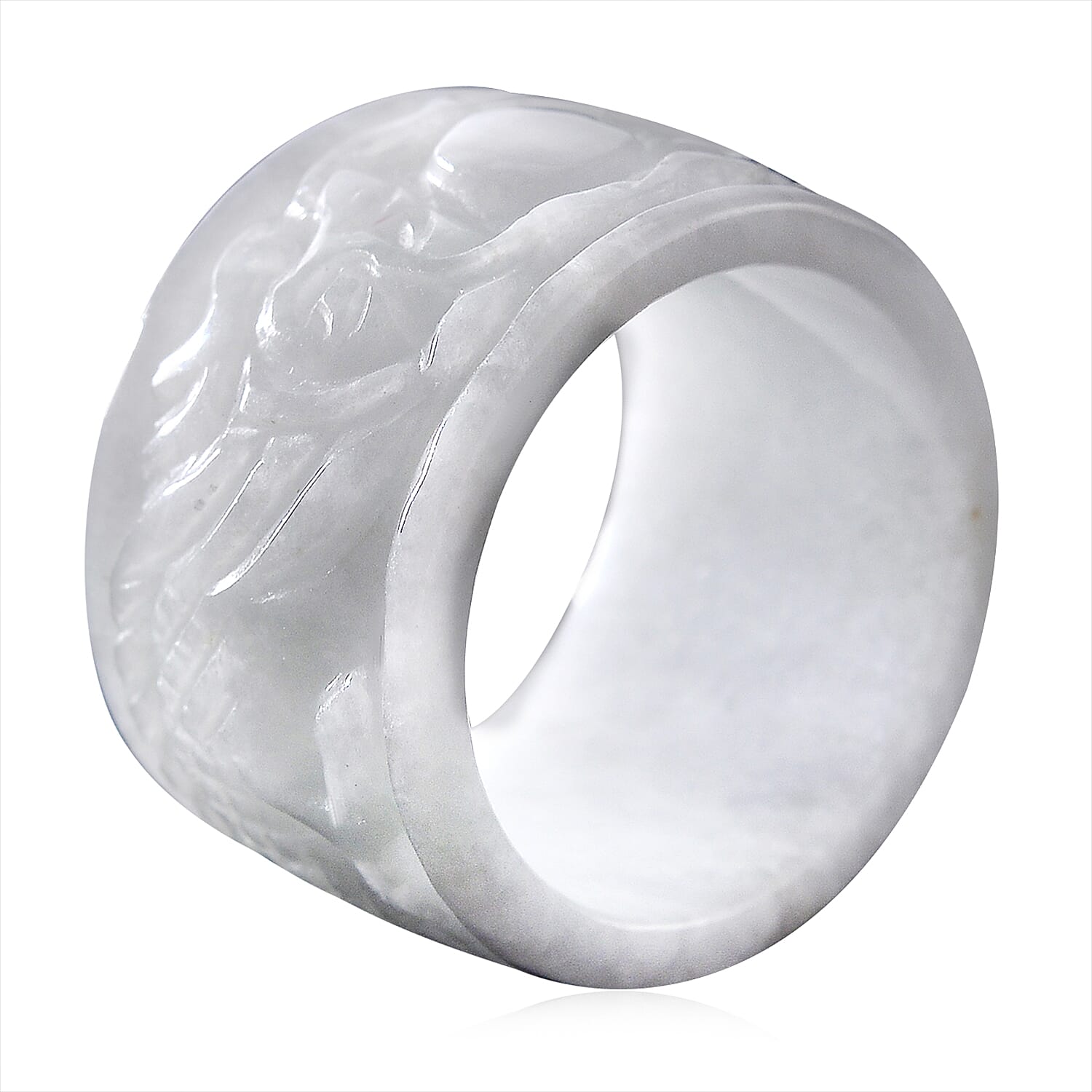 Natural Jade 32.00 ctw Carved Dragon Band Ring (Size 10.0)