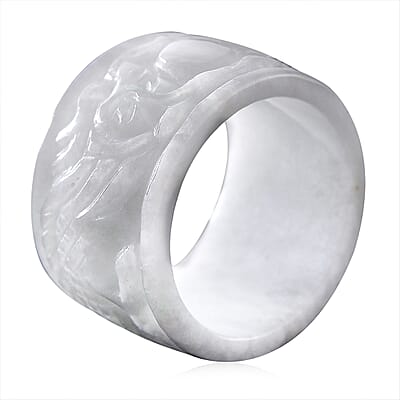 Natural Jade 32.00 ctw Carved Dragon Band Ring (Size 10.0)