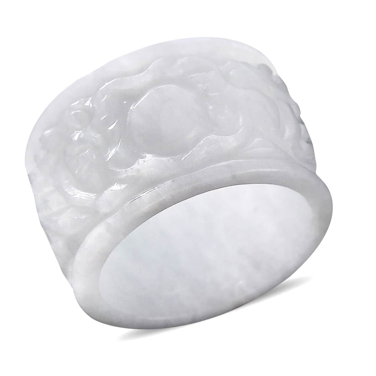 Natural Jade 32.00 ctw Carved Dragon Band Ring (Size 5.0) image number 0