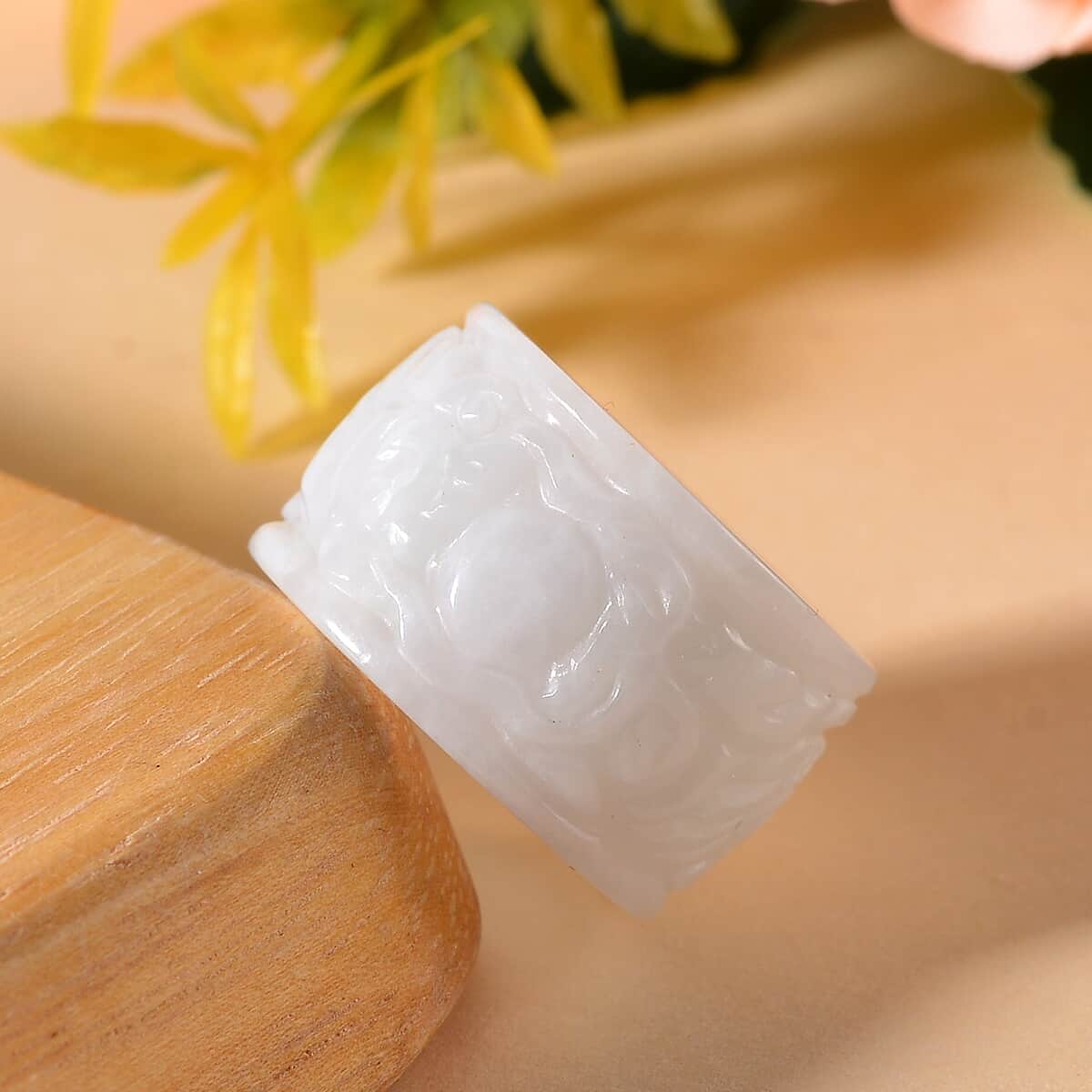 Natural Jade 32.00 ctw Carved Dragon Band Ring (Size 5.0) image number 1