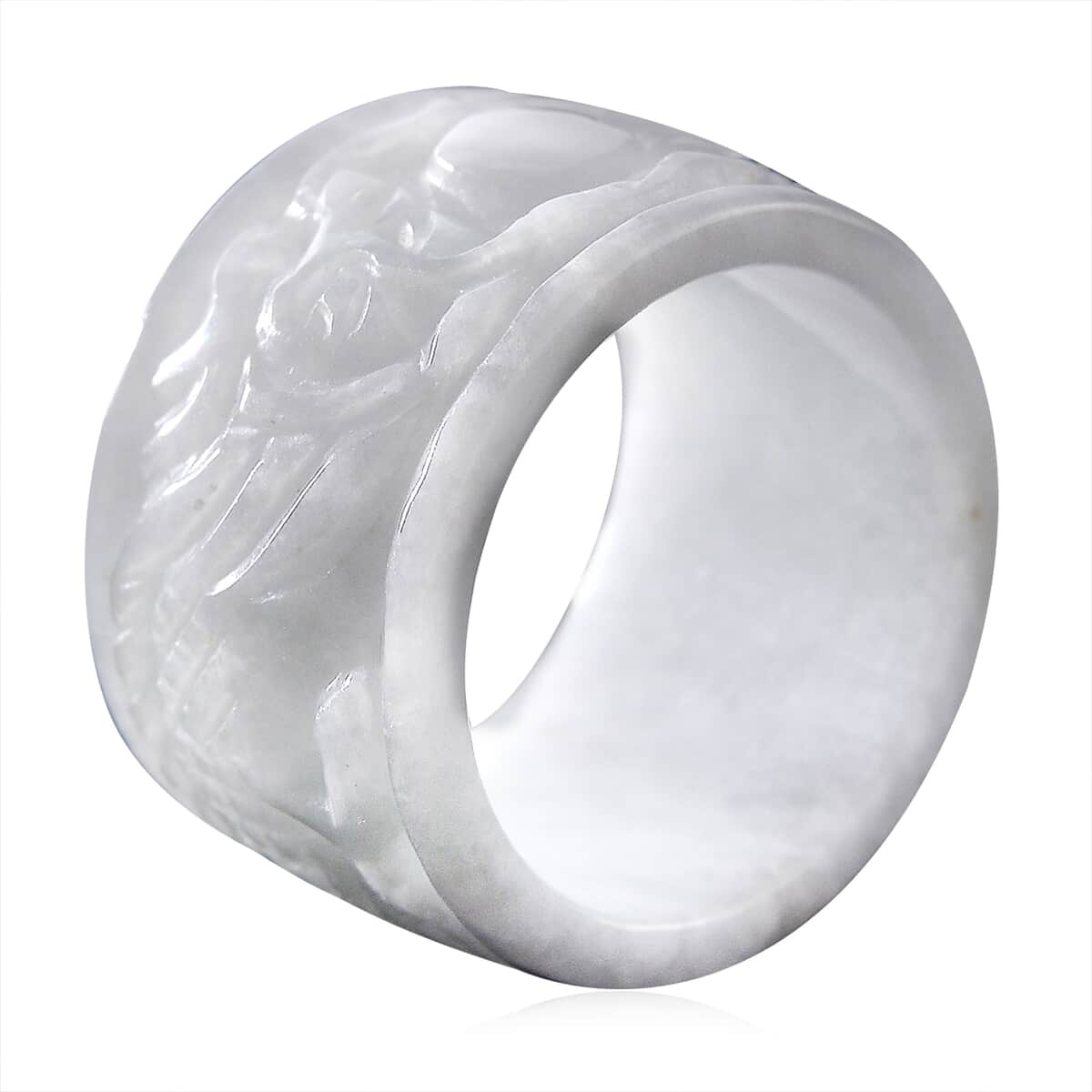 Natural Jade 32.00 ctw Carved Dragon Band Ring (Size 5.0) image number 3