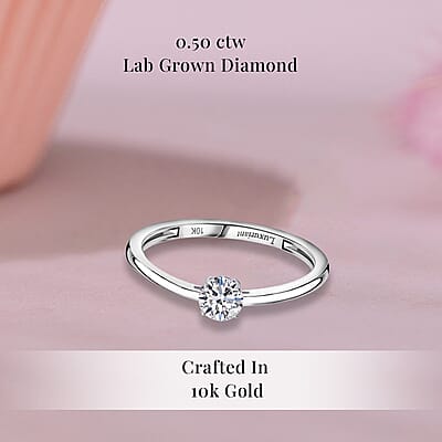 IGI Certified Luxuriant Lab Grown Diamond E-F VS 0.50 ctw Solitaire Ring in 10K White Gold (Size 10.0) (Del. in 10-15 Days)