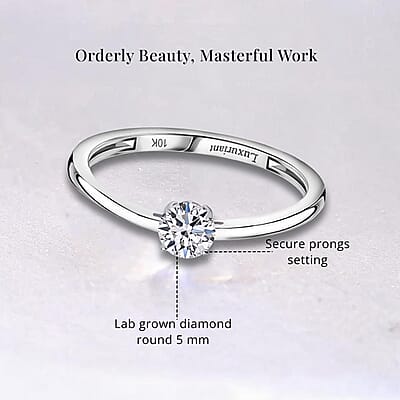 IGI Certified Luxuriant Lab Grown Diamond E-F VS 0.50 ctw Solitaire Ring in 10K White Gold (Size 10.0) (Del. in 10-15 Days)
