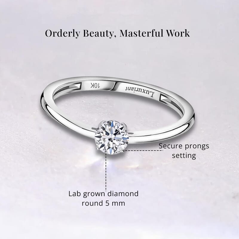 IGI Certified Luxuriant Lab Grown Diamond E-F VS 0.50 ctw Solitaire Ring in 10K White Gold (Size 10.0) (Del. in 10-15 Days)