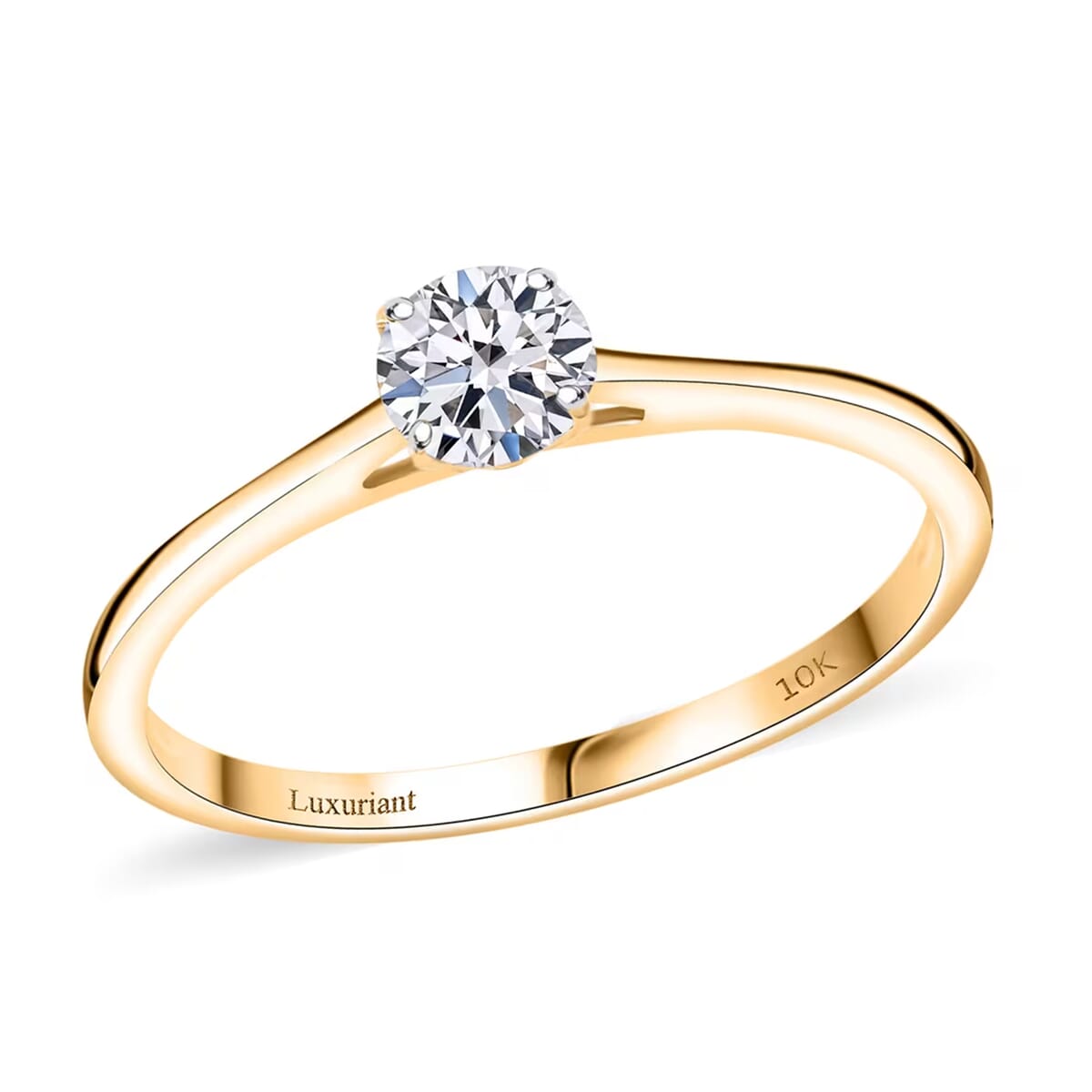 Luxuriant Lab Grown Diamond E-F VS 0.50 ctw Solitaire Ring in 10K Yellow Gold (Size 7.0) image number 0