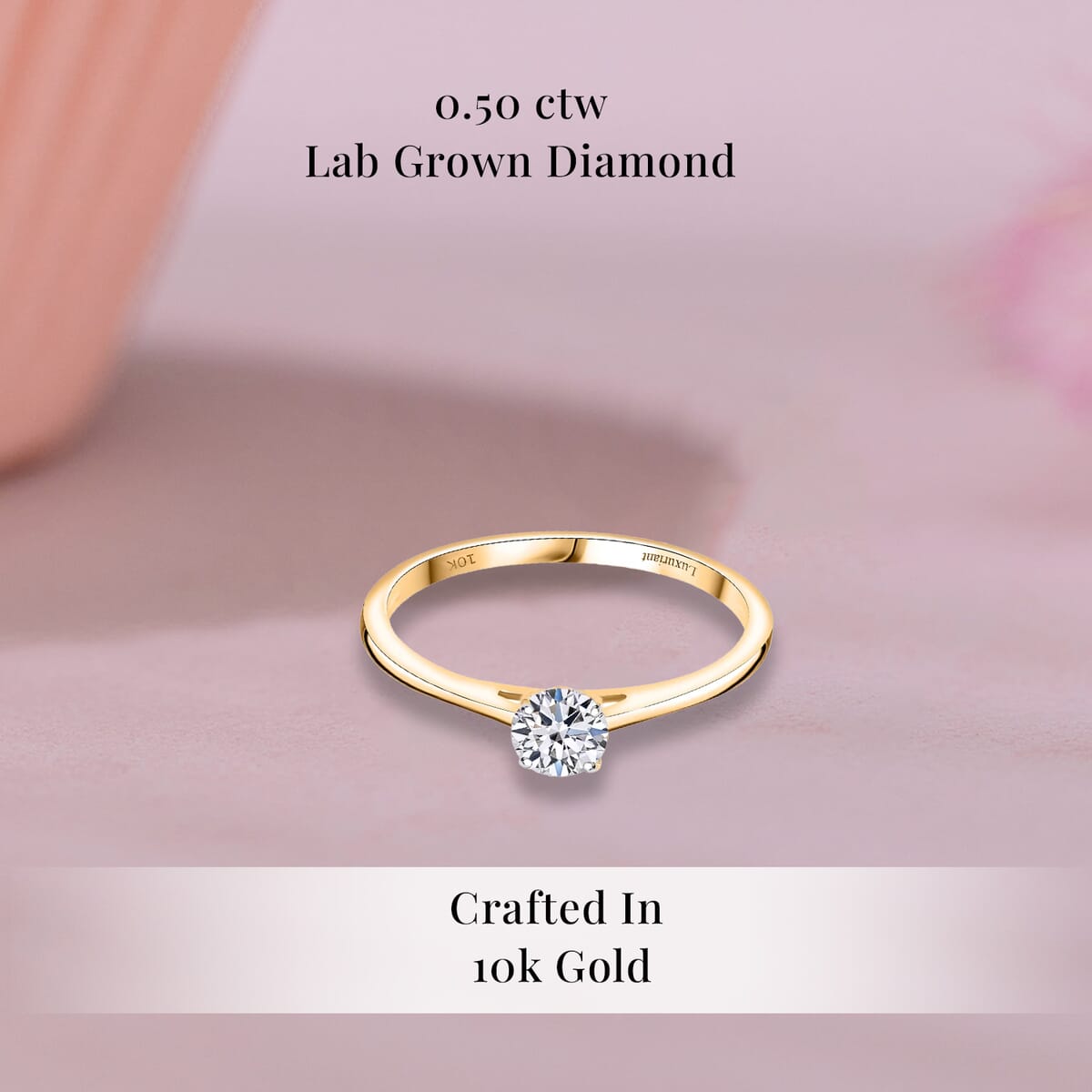 Luxuriant Lab Grown Diamond E-F VS 0.50 ctw Solitaire Ring in 10K Yellow Gold (Size 7.0) image number 2