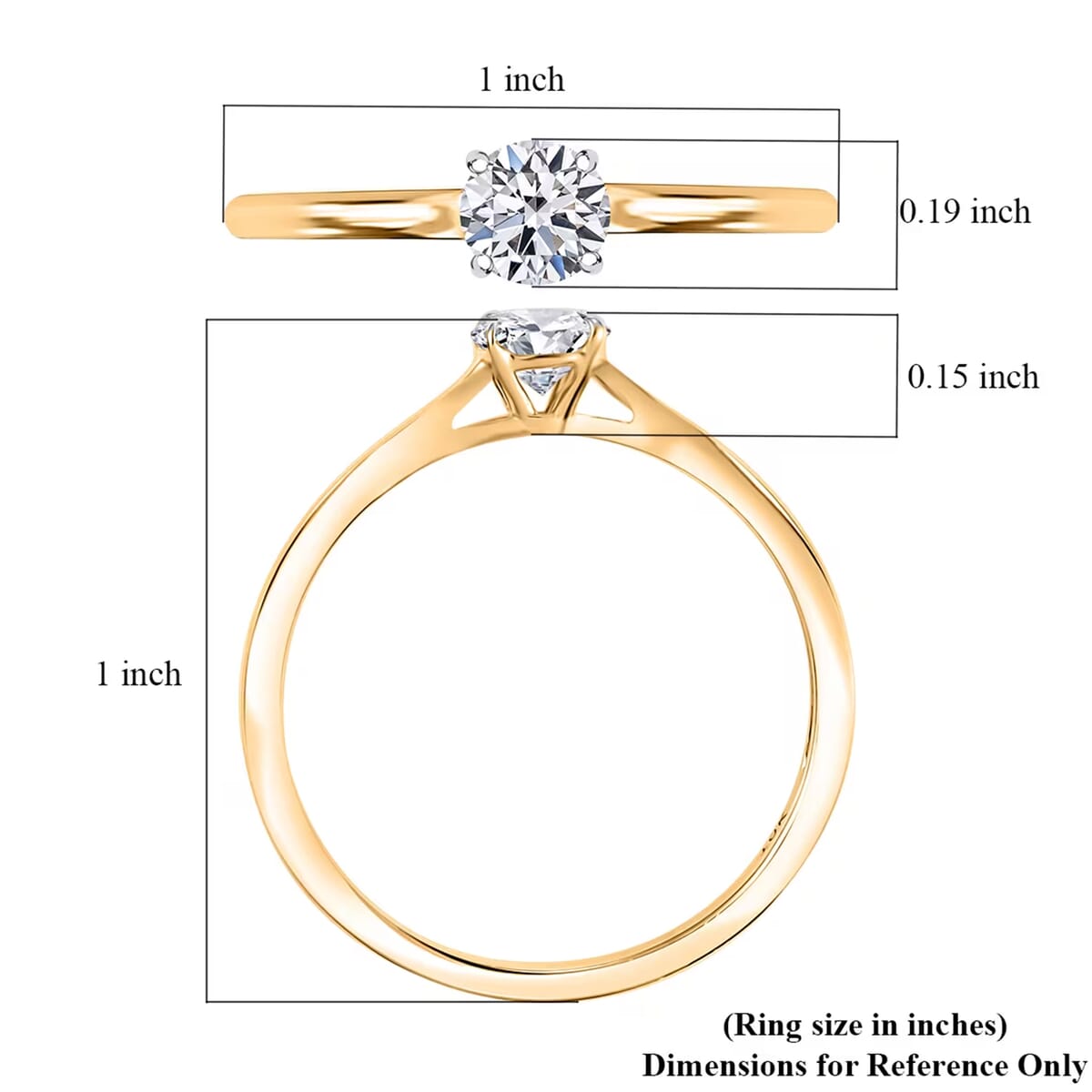 Luxuriant Lab Grown Diamond E-F VS 0.50 ctw Solitaire Ring in 10K Yellow Gold (Size 7.0) image number 8
