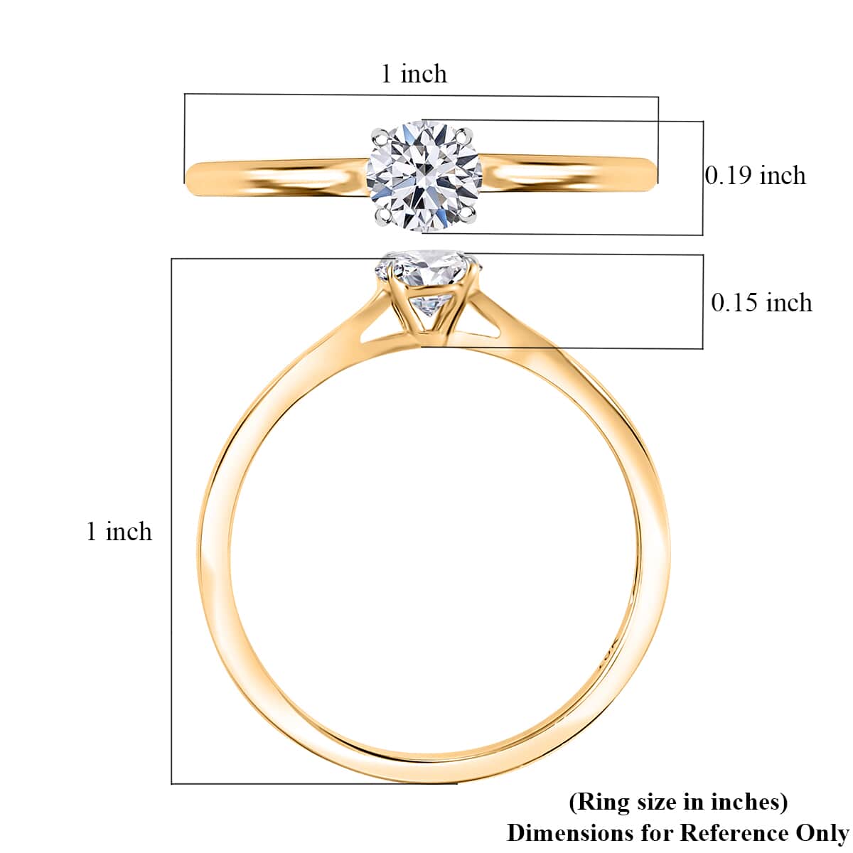 Luxuriant Lab Grown Diamond E-F VS 0.50 ctw Solitaire Ring in 10K Yellow Gold (Size 8.0) image number 5