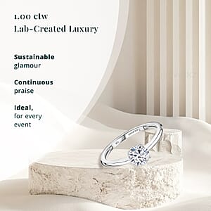 IGI Certified 10K White Gold Luxuriant Lab Grown Diamond (Rnd 6.6mm) (E-F, VS) Solitaire Ring (Size 5.5) 1.00 ctw