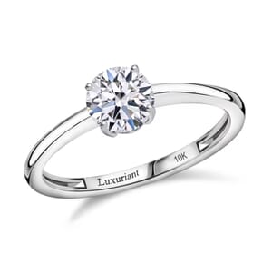 IGI Certified 10K White Gold Luxuriant Lab Grown Diamond (Rnd 6.6mm) (E-F, VS) Solitaire Ring (Size 7.5) 1.00 ctw