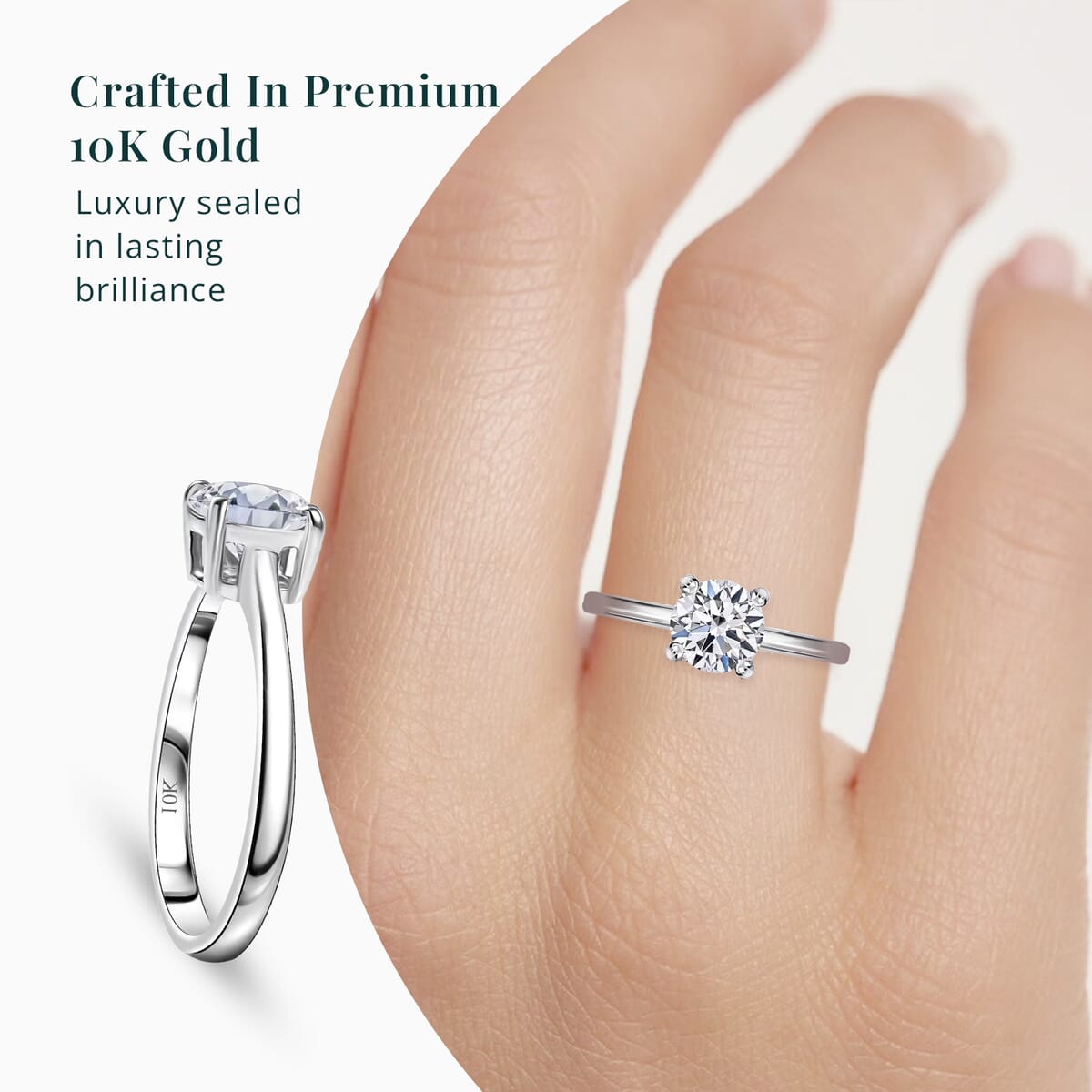 IGI Certified 10K White Gold Luxuriant Lab Grown Diamond (Rnd 6.6mm) (E-F, VS) Solitaire Ring (Size 7.5) 1.00 ctw image number 4